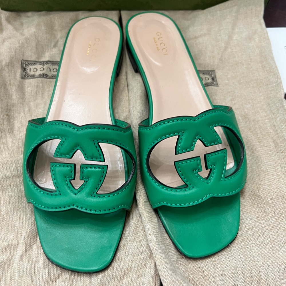 Gucci GG cutout Leather Sandals 37.5